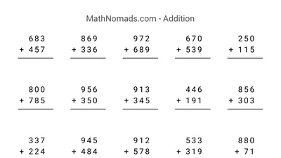 Addition, Three Digits worksheet preview