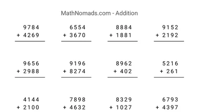 Addition, Four Digits worksheet preview