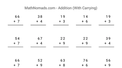 Addition with Carrying (2+1 Digits) worksheet preview