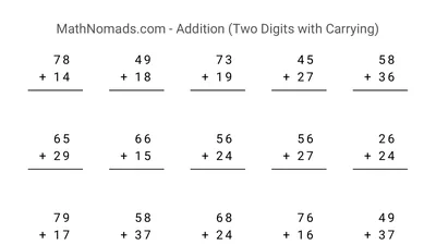 Addition with Carrying (2+2 Digits) worksheet preview