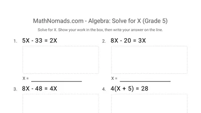 Algebra: Variables on Both Sides worksheet preview