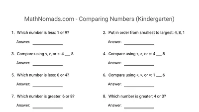 Comparing Numbers worksheet preview
