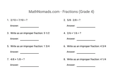Fractions worksheet preview