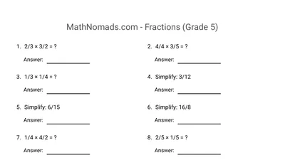 Fractions worksheet preview