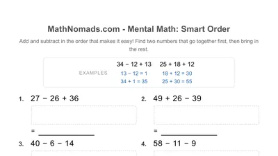 Mental Math: Smart Order (Two Digits) worksheet preview
