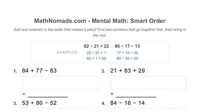 Mental Math: Smart Order worksheet preview