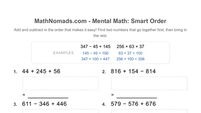 Mental Math: Smart Order (Three Digits) worksheet preview