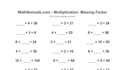 Missing Factor (to 10) worksheet preview