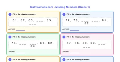 Missing Numbers (to 100) worksheet preview