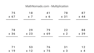 Multiplication worksheet preview