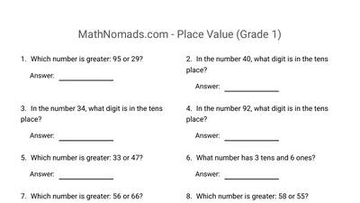 Place Value worksheet preview