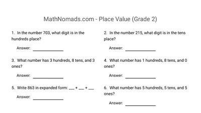 Place Value worksheet preview