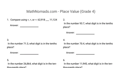 Place Value worksheet preview