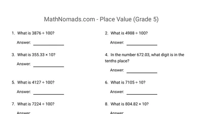 Place Value worksheet preview