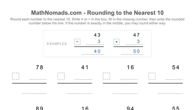 Rounding to the Nearest 10 worksheet preview