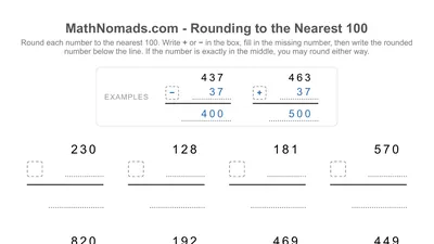 Rounding to the Nearest 100 worksheet preview