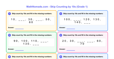 Skip Counting by 10s worksheet preview