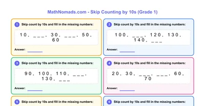Skip Counting by 10s worksheet preview