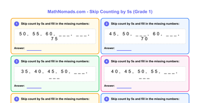 Skip Counting by 5s worksheet preview