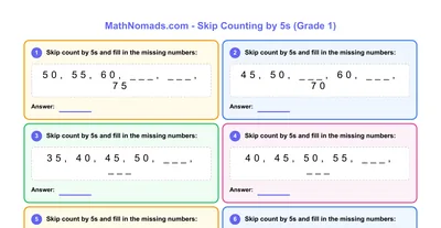 Skip Counting by 5s worksheet preview