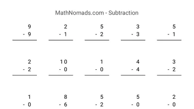 Subtraction worksheet preview
